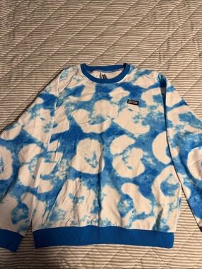 Zumba Fitness Blue and White Tie-Dye Crewneck Sweater